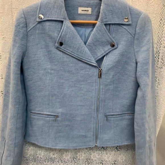 MARCS Merino Wool Blue Poppy Biker Jacket RRP$299 - Picture 7 of 11